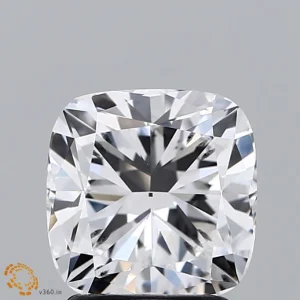 2.08 Carat Square Cushion Lab Grown Diamond, Excellent Polish, D Color, SI1 Clarity