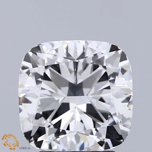3.21 Carat Square Cushion Lab Grown Diamond, Excellent Polish, D Color, VVS2 Clarity