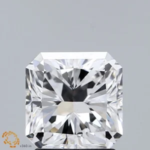 2.03 Carat Square Radiant Lab Grown Diamond, Excellent Polish, D Color, VS1 Clarity