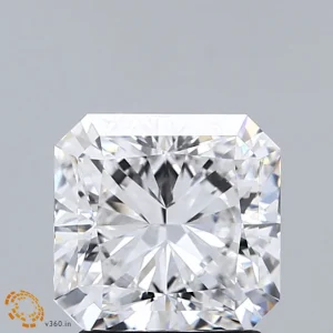 2.03 Carat Square Radiant Lab Grown Diamond, Excellent Polish, D Color, VVS2 Clarity