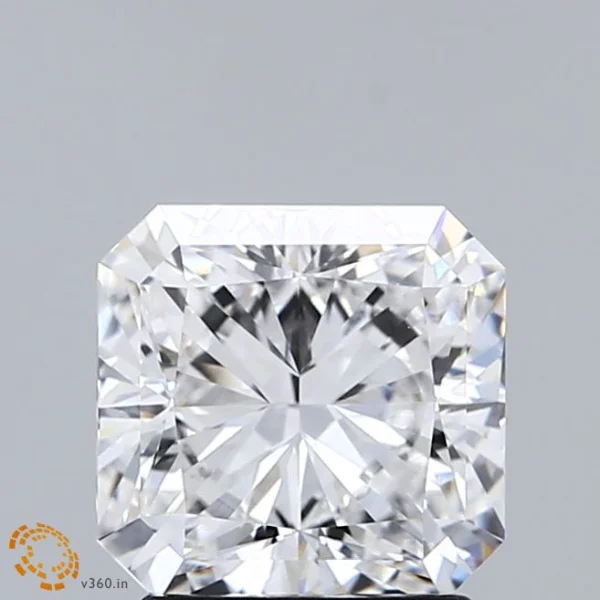 2.03 Carat Square Radiant Lab Grown Diamond, Excellent Polish, D Color, VVS2 Clarity