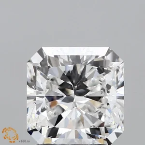2.06 Carat Square Radiant Lab Grown Diamond, Excellent Polish, E Color, VS1 Clarity