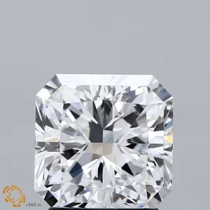 2.09 Carat Square Radiant Lab Grown Diamond, Excellent Polish, D Color, VVS2 Clarity
