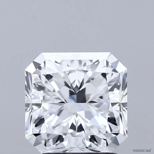 2.18 Carat Square Radiant Lab Grown Diamond, Excellent Polish, D Color, VVS1 Clarity