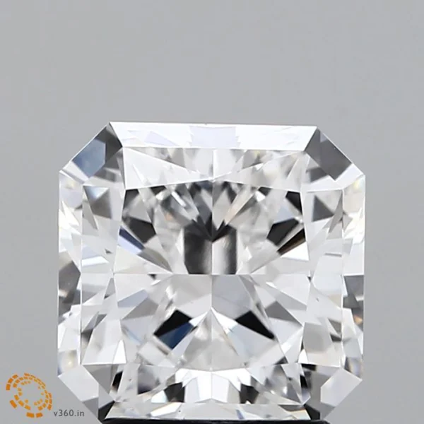 2.70 Carat Square Radiant Lab Grown Diamond, Excellent Polish, D Color, VS1 Clarity