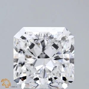 3.01 Carat Square Radiant Lab Grown Diamond, Excellent Polish, D Color, VVS2 Clarity