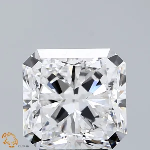 3.02 Carat Square Radiant Lab Grown Diamond, Excellent Polish, E Color, VVS2 Clarity