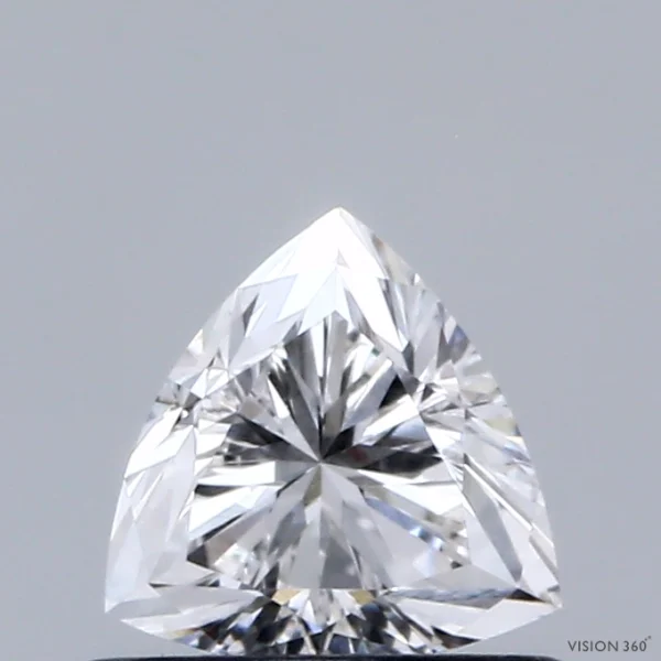 0.63 Carat Triangular Lab Grown Diamond, Excellent Polish, E Color, VVS1 Clarity